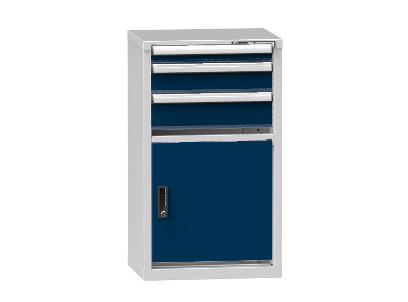 Schubladenschrank - Standcontainer  - 1+1+1 Schublade, 1x Tür 550mm - 990x578x464 mm (HxBxT)
