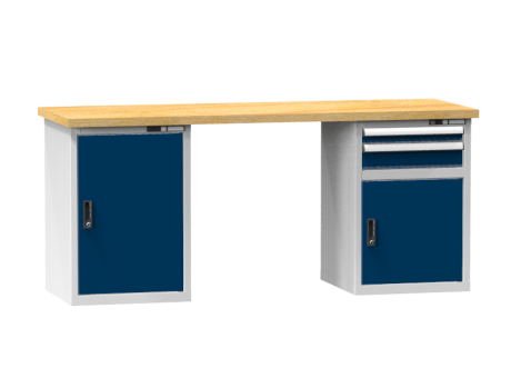 Arbeitstisch KOMBI 800 - 1 + 1 Schubladen, 2 Türen, 3 Fachböden