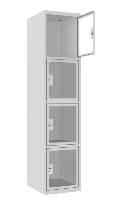 Schließfachschrank - 1 Abteil -  4 Fächer - Plexiglas Tür - 1800x400x500 mm (HxBxT)