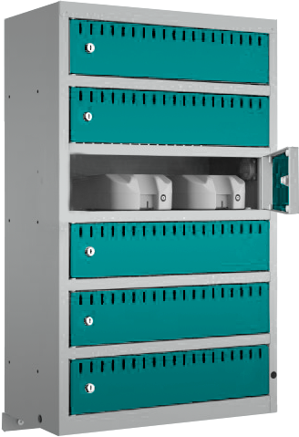 Elektro-Ladeschrank/ E-Bike-Akku-Ladestation - Wandmontage - 6 Fächer