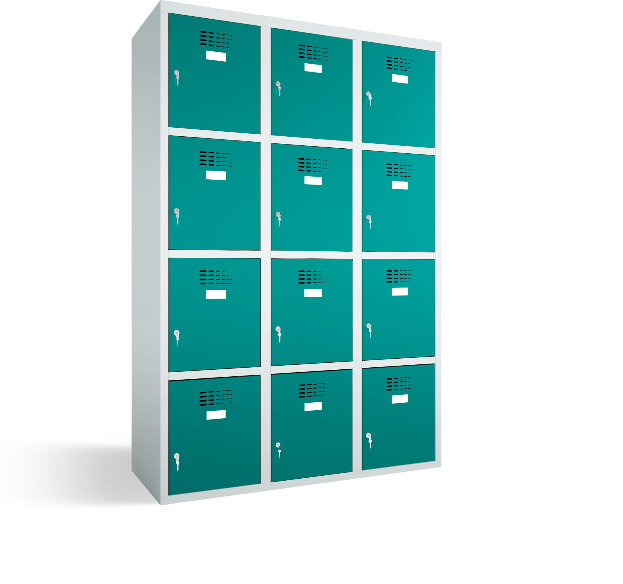 Schließfachschrank/Fächerschrank - 3 Abteile - 12 Fächer