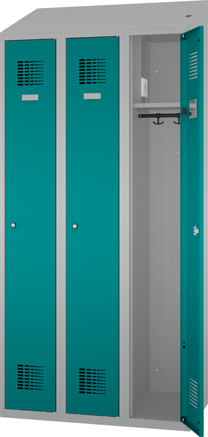 Spind - 3 Abteile - mit Steckdosen + USB A+C