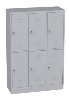 Garderobenschrank - 3 Abteile - 6 Fächer - Grundschule - 1500x1200x480 mm (HxBxT)