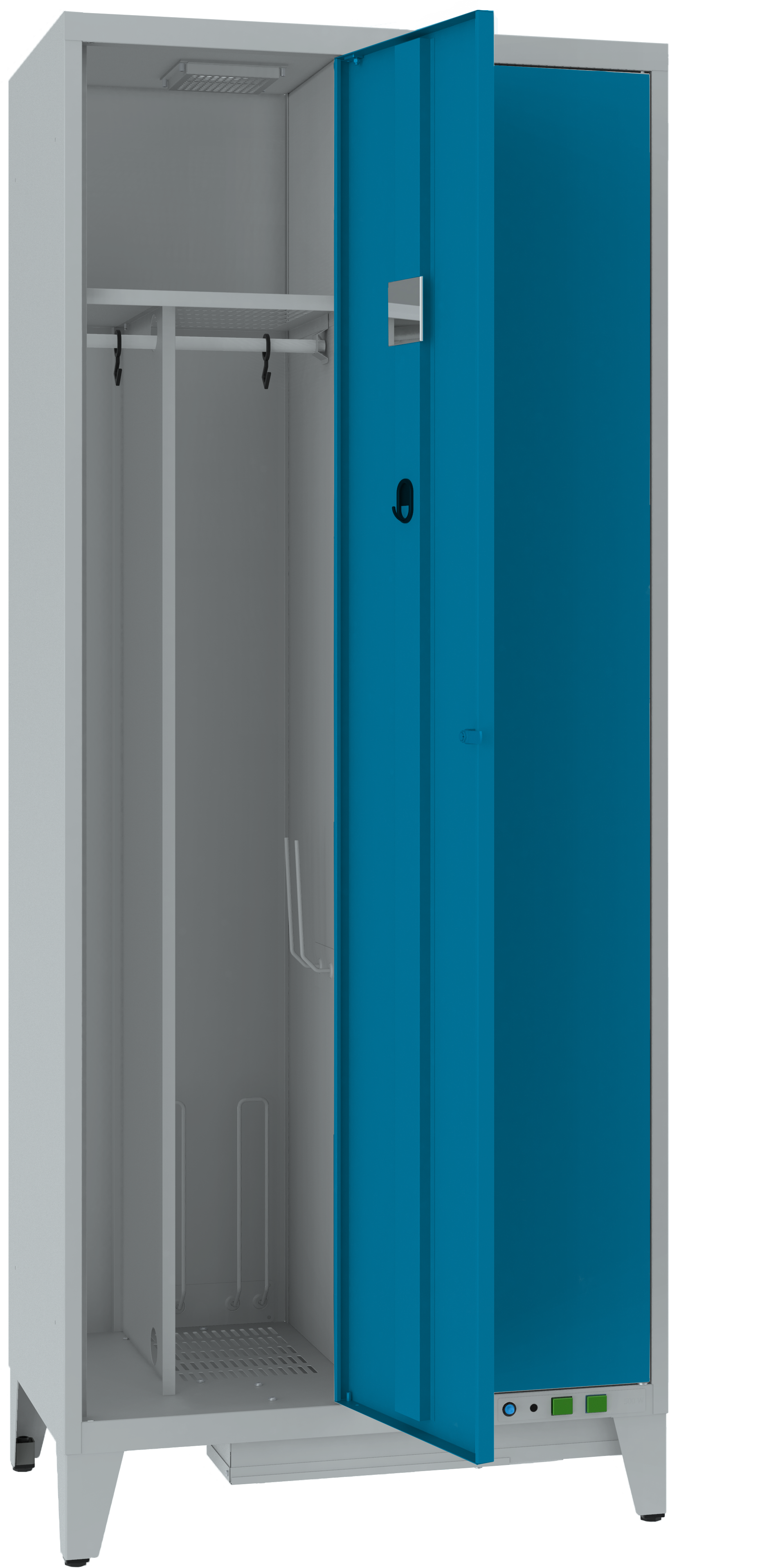 Spind - 2 Abteile - HEIZUNG 1000W / BELÜFTUNG - interne Trennwand