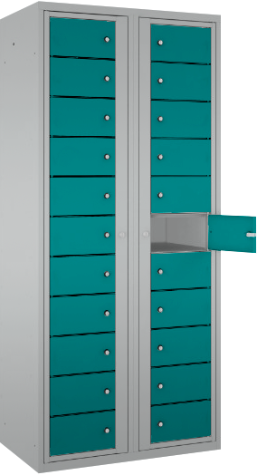 Wäschesammelschrank  stehend - 2 Abteile - 22 Fächer - mit Zentralrahmen