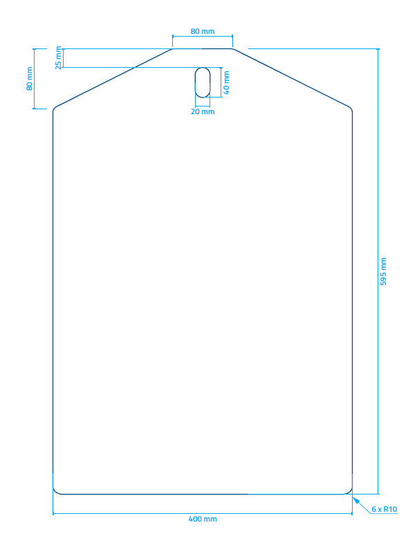 Flexible Trennwand kurz  595 x 400 x 2 mm (HxBxT)