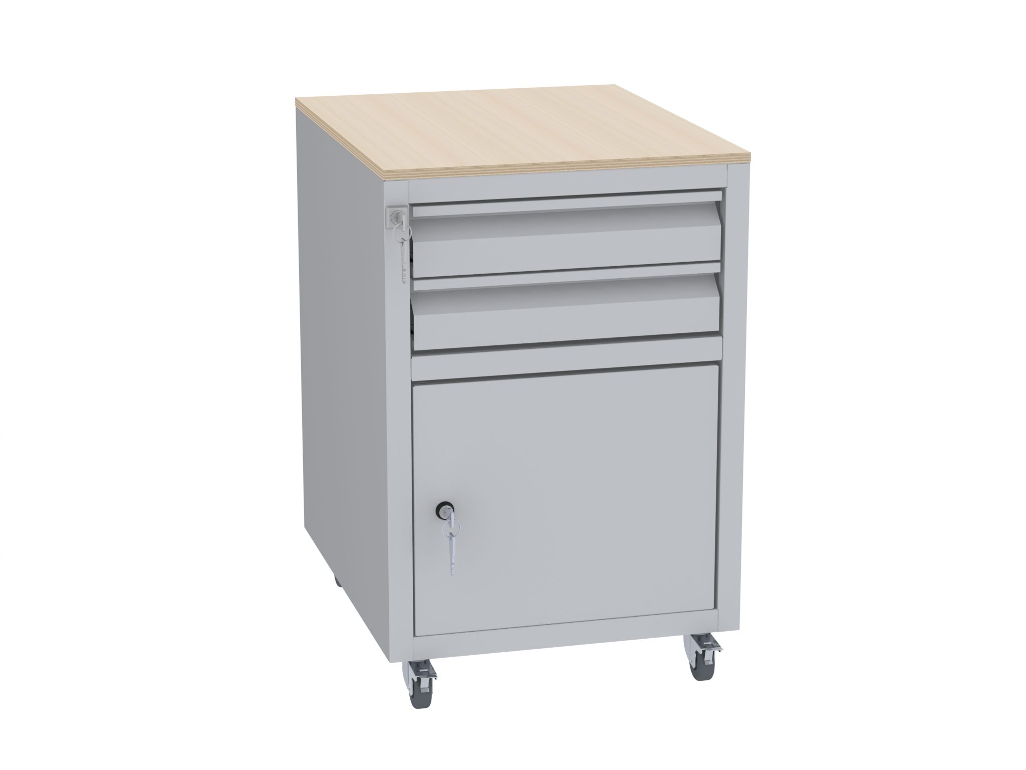 Werkstatttisch, Rollcontainer - 1 Fach + 2 Schubladen - 675x450x555 mm (HxBxT) - Typ C