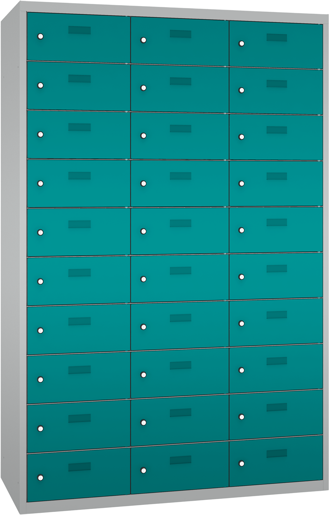 Schließfach/Kantinenschrank - 3 Abteile - 30 Fächer - stehend - 1800x1175x500 mm (HxBxT)