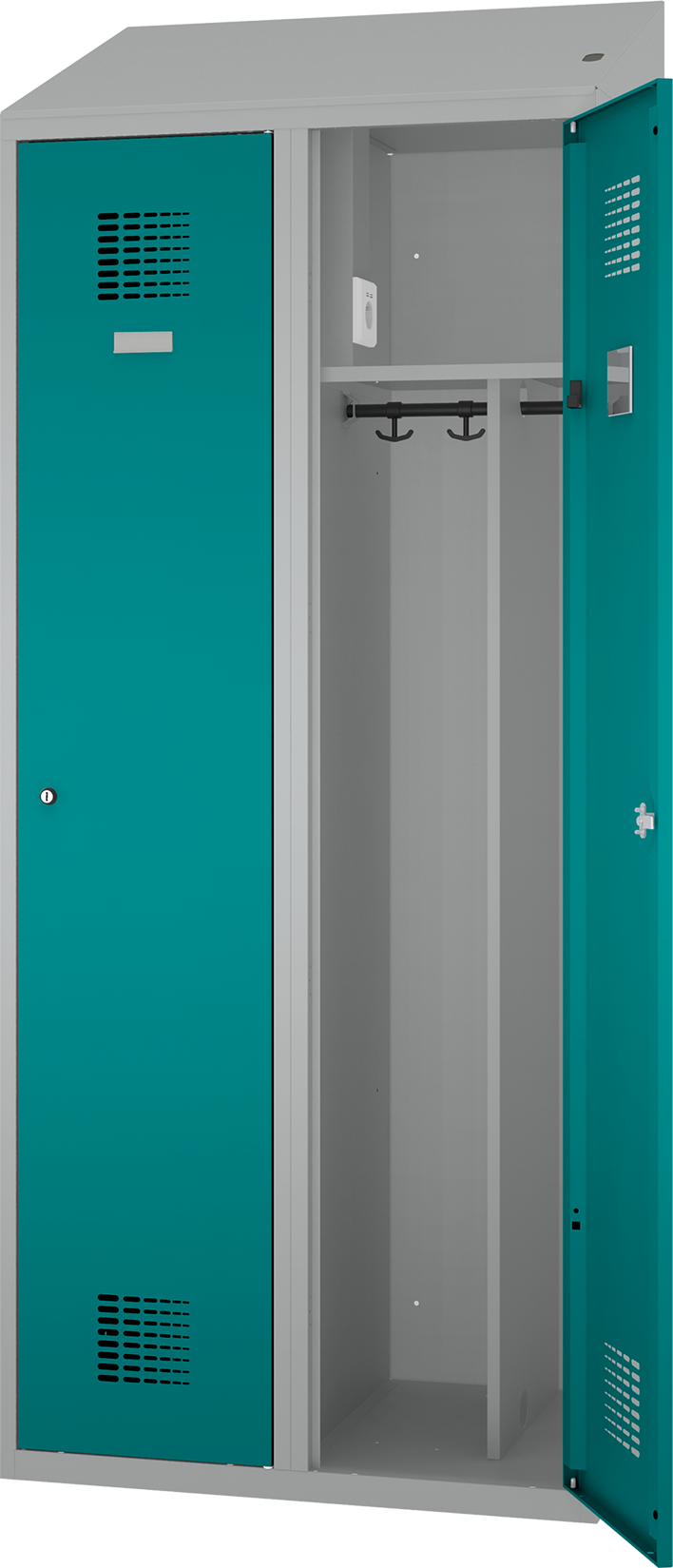 Spind - 2 Abteile - mit Steckdosen + USB A+C