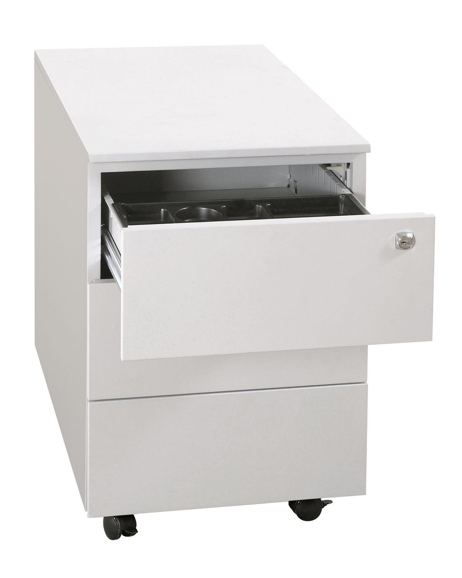 Rollcontainer - Seitengriffleiste - 3 Schubladen inkl. Stifteschale  - 550x400x590 mm (HxBxT)