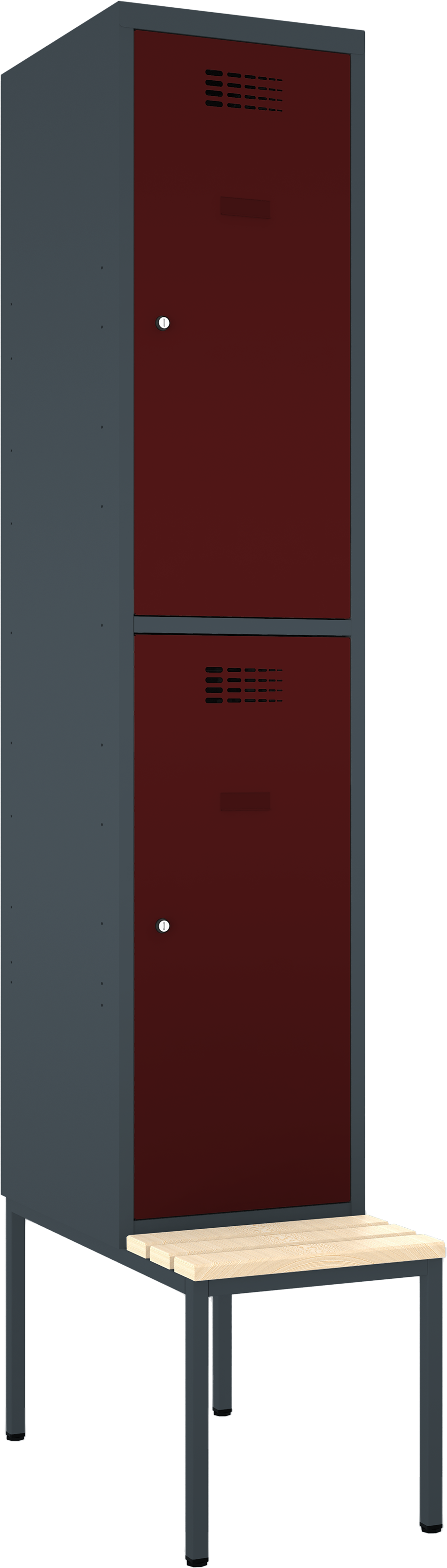 Schließfachschrank - 1 Abteil -  2 Fächer - mit Bücherregal - 1800x400x500 mm (HxBxT)