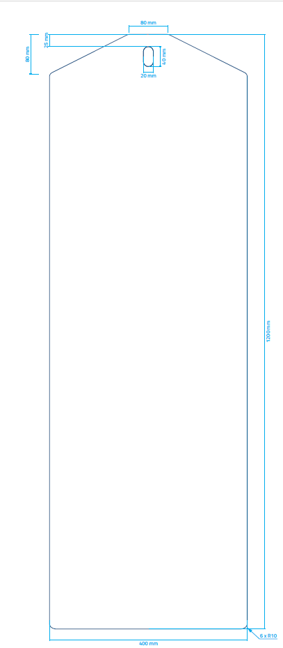 Flexible Trennwand lang 1200 x 400 x 2 mm (HxBxT)-