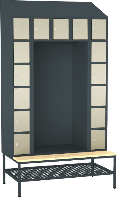 offene Garderobe mit Sitzbank - 15 Fächer