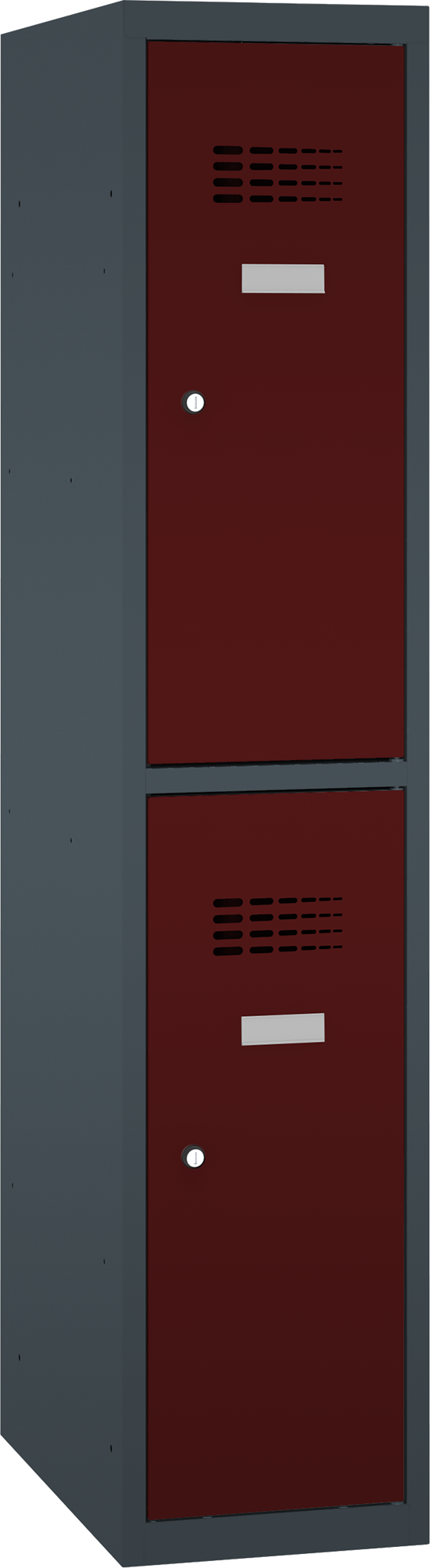 Schließfachschrank - 1 Abteil -  2 Fächer - mit Bücherregal - 1800x400x500 mm (HxBxT)