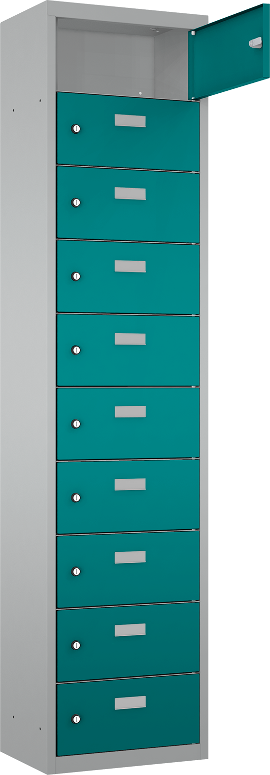 Schließfach/Kantinenschrank - 1 Abteil - 10 Fächer - stehend - 1800x425x300 mm (HxBxT)