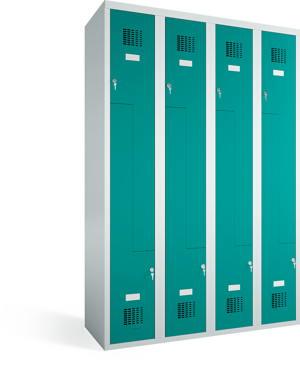 Z-Spind, Garderobenschrank - 4 Abteile -  8 Fächer  1800x1200x500 mm (HxBxT)