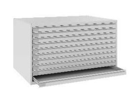 Zeichnungsschrank - 10 Schubladen - stapelbar -  DIN A0 - 765x1315x920 mm (HxBxT)
