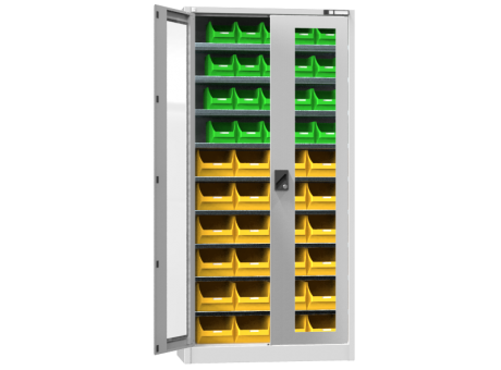 Universalschrank UK1 - mit Boxen  - mit Glastür - 1950x950x400 mm (HxBxT)