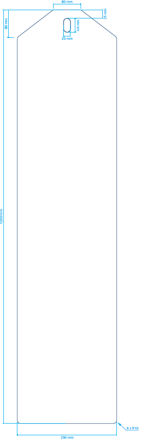 Flexible Trennwand lang 1200 x 290 x 2 mm (HxBxT)