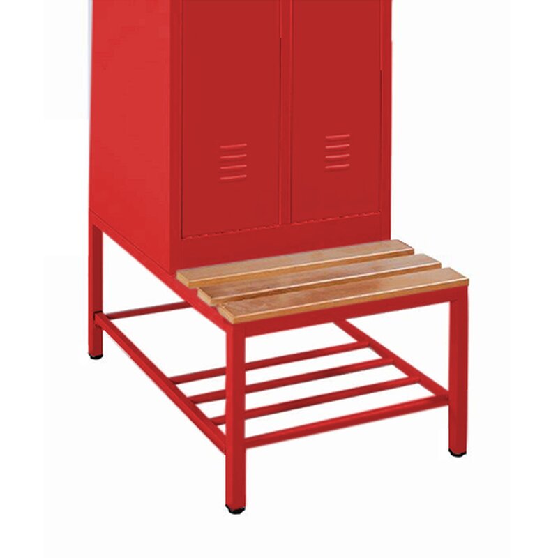 Sitzbankuntergestell mit Schuhrost - Sitzauflagen buche - feuerrot - verschiedene Größen