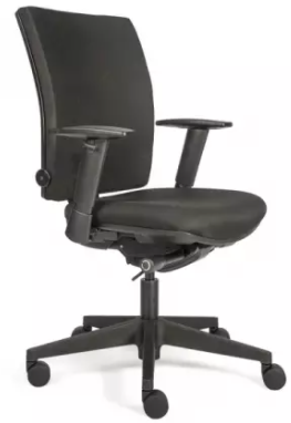 Bürodrehstuhl mit Armlehnen - gepolstert - Lordosenstütze - Kunststofffußkreuz