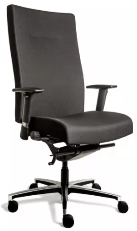 Bürodrehstuhl XL mit Armlehnen - gepolstert - Lordosenstütze - Alu Fußkreuz