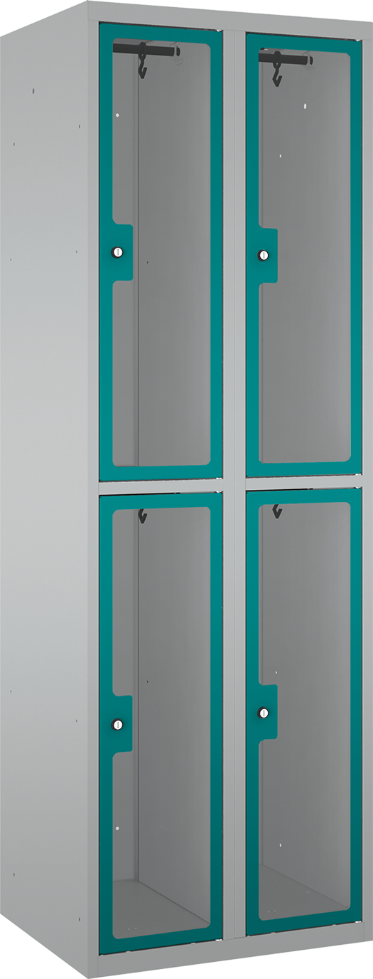 Garderobenschrank - 2 Abteile - 4 Fächer - Plexiglas Tür - 1800x600x500 mm (HxBxT)