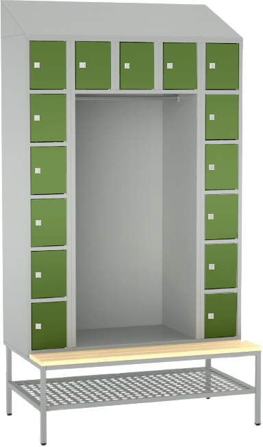 offene Garderobe mit Sitzbank - 15 Fächer