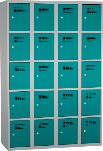 Schließfachschrank - 4 Abteile - 20 Fächer