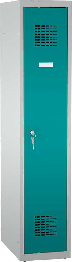 Spind - 1 Abteil -   mit zwei Einlegeböden und Bücherfach