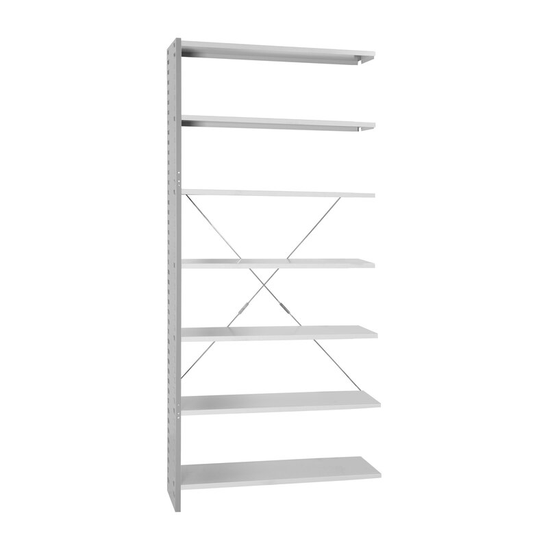 Anbauregal -  Stecksystem - 7 Fachböden  - lichtgrau