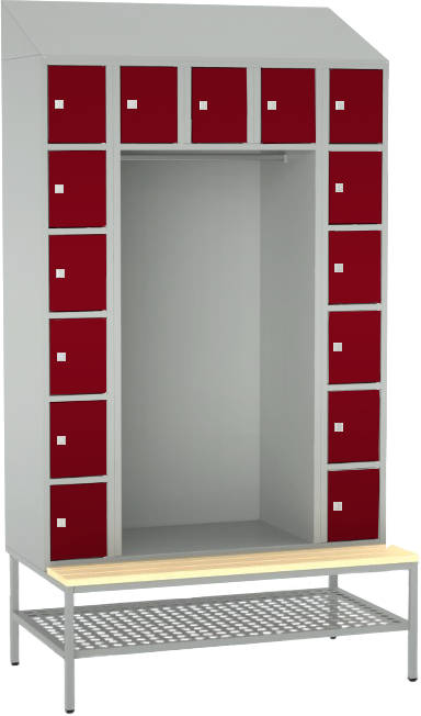 offene Garderobe mit Sitzbank - 15 Fächer