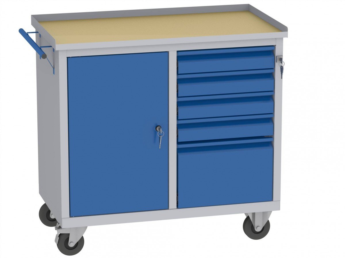 Werkzeugwagen - 2 Fächer + 1 + 4 Schubladen - 860x950x505 mm (HxBxT)