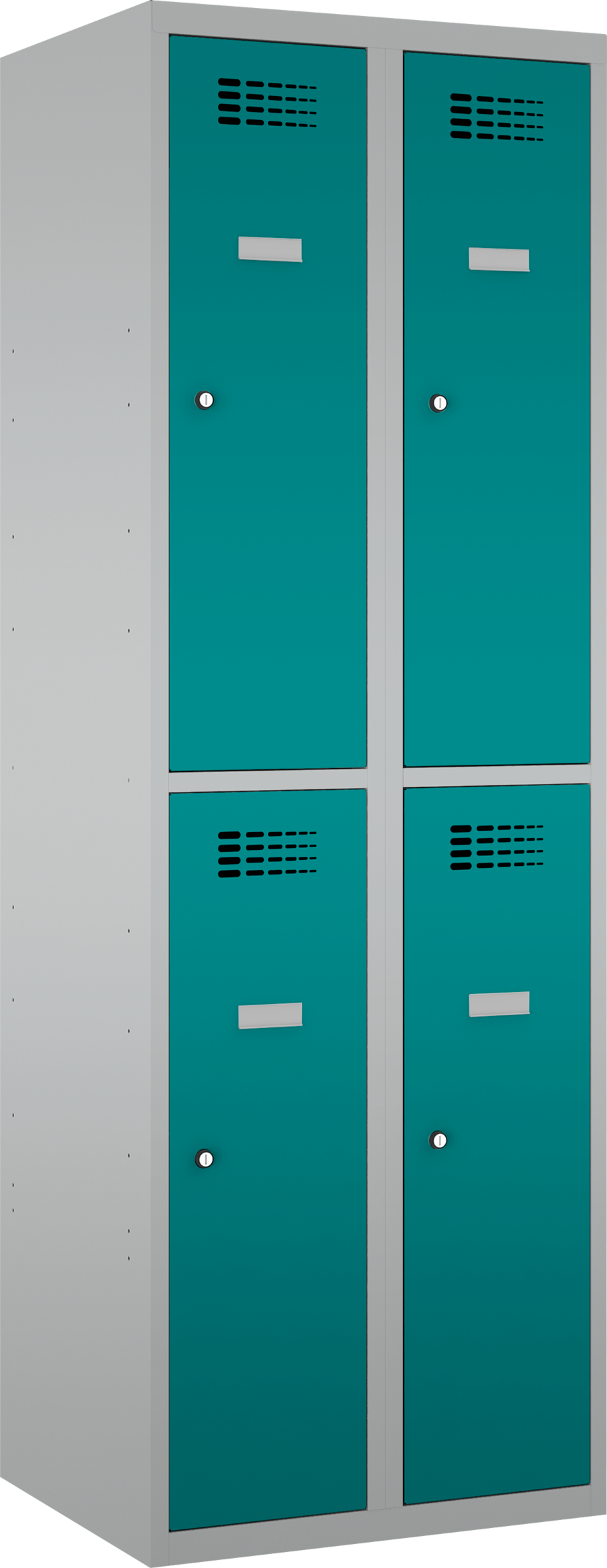 Garderobenschrank - 2 Abteile -  4 Fächer - mit Bücherregal