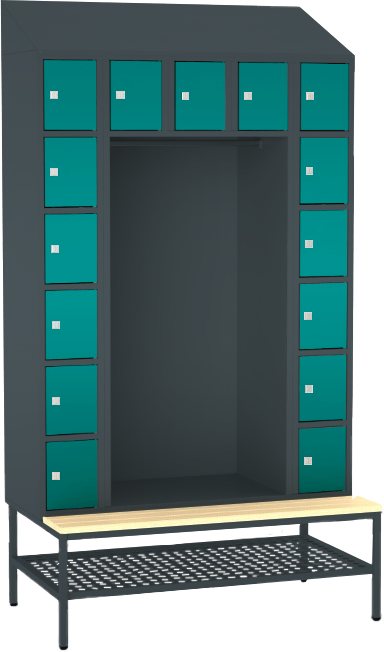 offene Garderobe mit Sitzbank - 15 Fächer