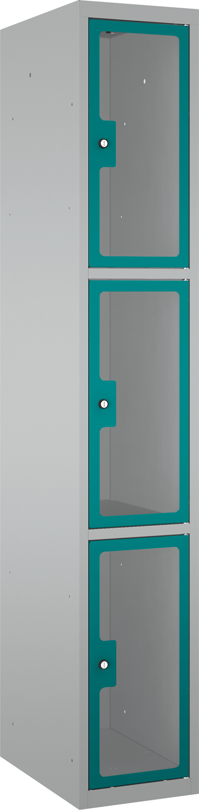 Schließfachschrank - 1 Abteil - 3 Fächer - Plexiglas Tür - 1800x300x500 mm (HxBxT)