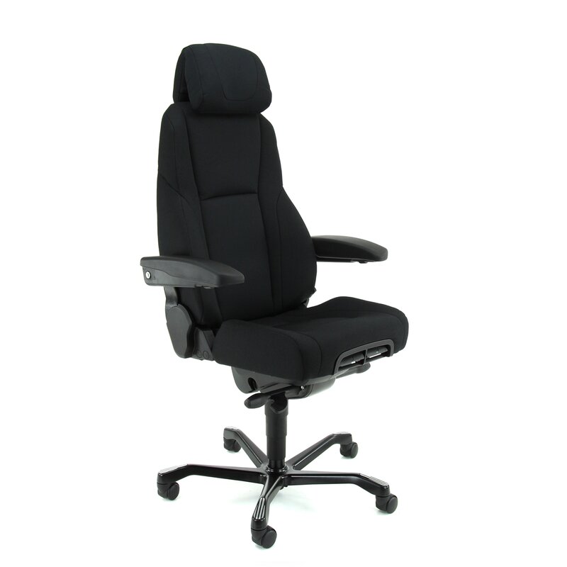 Bürodrehstuhl 24/7 mit Armlehnen - gepolstert - Lordosenstütze - Alu Fußkreuz