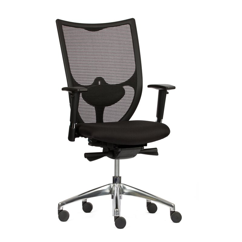 Bürodrehstuhl mit 3D Armlehnen - Netzrücken - Lordosenstütze - Alu Fußkreuz