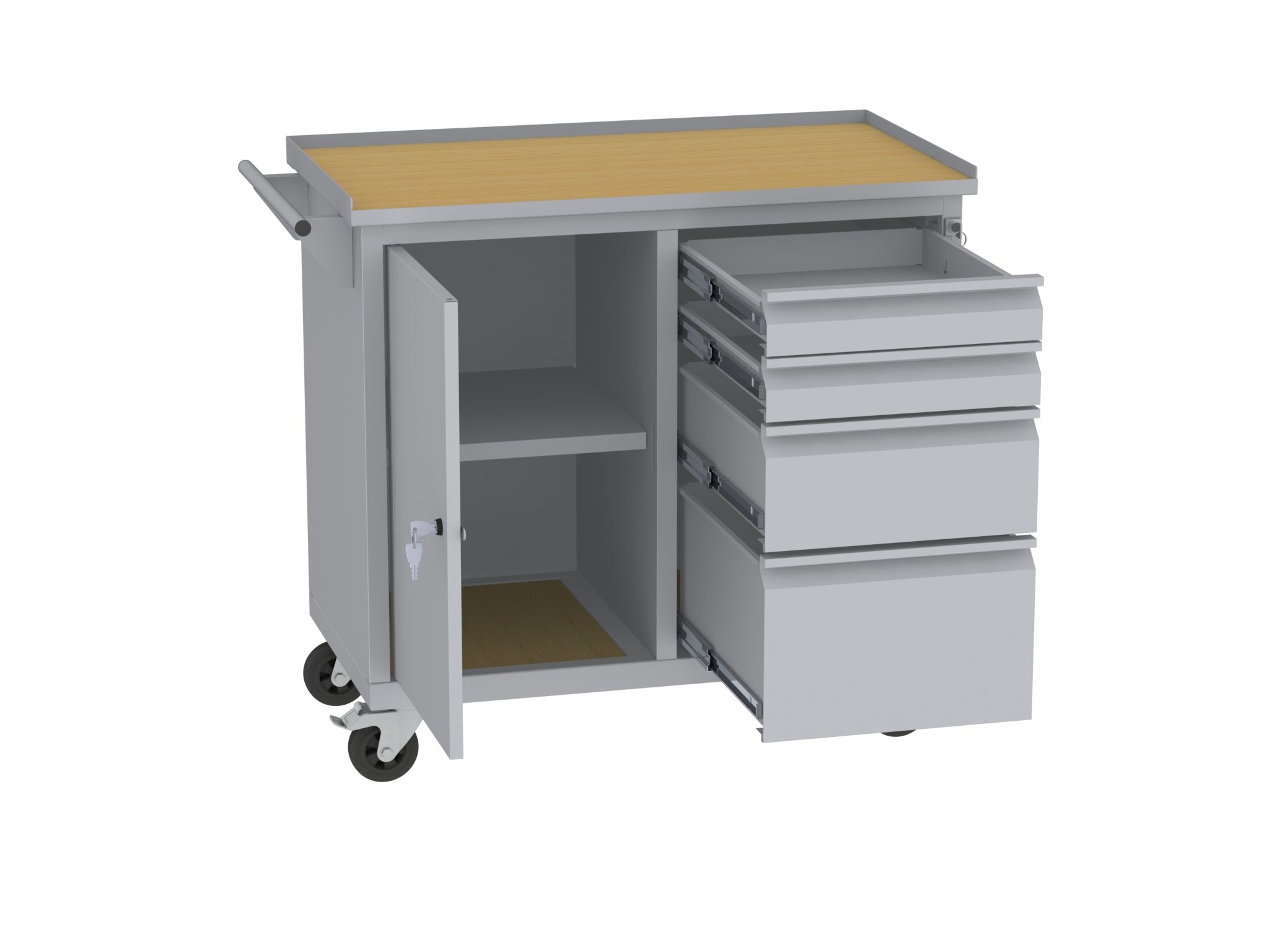 Werkzeugwagen - 2 Fächer + 1 + 1 + 2 Schubladen - 860x950x505 mm (HxBxT)