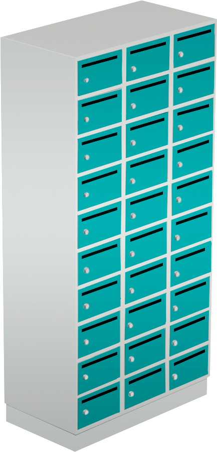 Postschrank/Postverteilerschrank -  3 Abteile - 30 Fächer