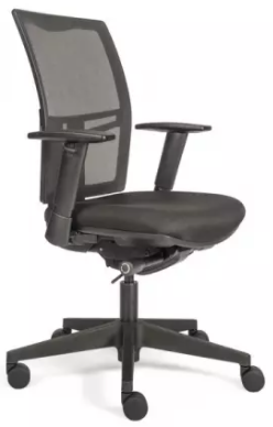 Bürodrehstuhl mit Armlehnen - Netzrücken - Kunststofffußkreuz