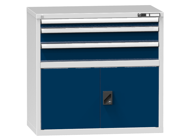 Schubladenschrank - Standcontainer  - 1+1+1 Schublade, 1x Tür 550mm - 990x1037x600 mm (HxBxT)