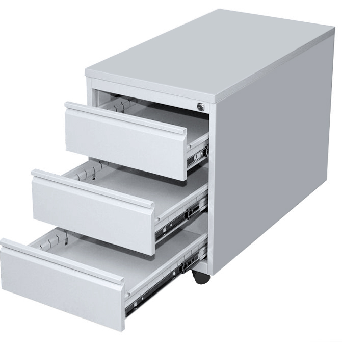 Rollcontainer mit Holzdekortop - 3 Schubladen - 620x460x790 mm (HxBxT)