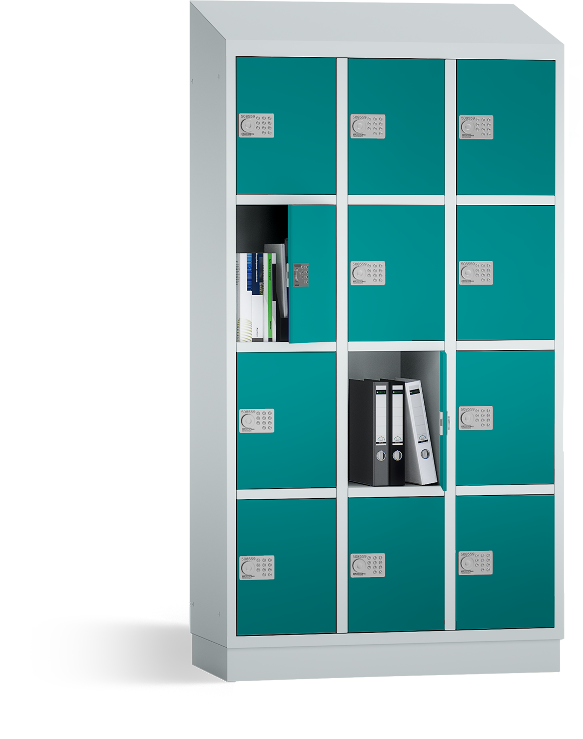 PREMIUM - Schließfachschränke - 3 Abteile - 12 Fächer - 1950x1075x500 mm (HxBxT)