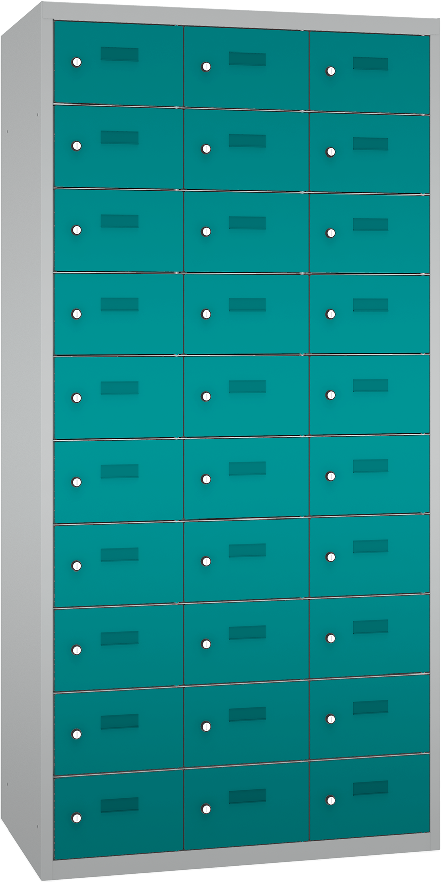 Schließfach/Kantinenschrank - 3 Abteile - 30 Fächer - stehend - 1800x875x500 mm (HxBxT)