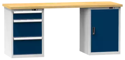 Arbeitstisch KOMBI 800 - 1 + 2 Schubladen, 1 Tür, 2 Fachböden