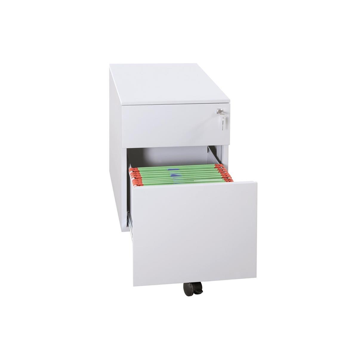 Rollcontainer - Seitengriffleiste - 1 Schublade + 1 Hängeregistratur - 620x400x590 mm (HxBxT)