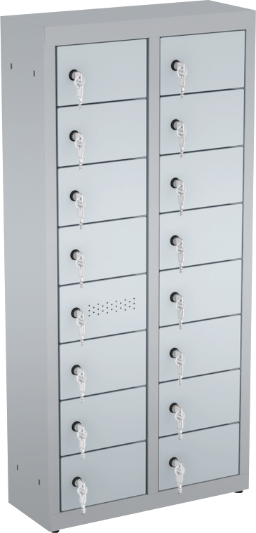 Wertfachschrank / Handyschrank - 2 Abteile - 16 Fächer