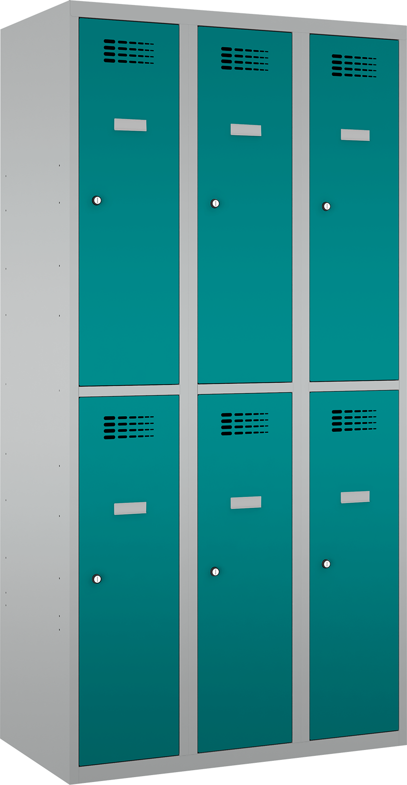 Garderobenschrank - 3 Abteile - 6 Fächer - for young pupils - 1450x900x500 mm (HxBxT)