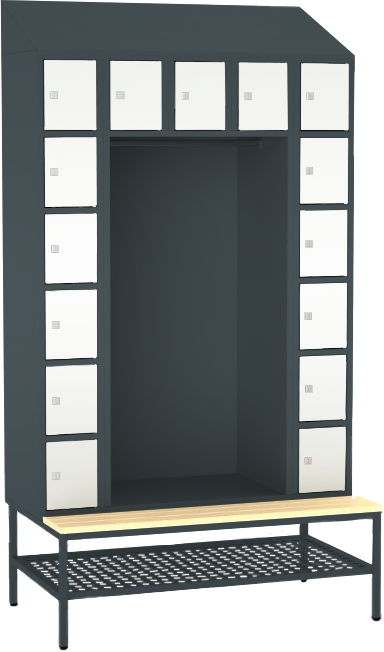 offene Garderobe mit Sitzbank - 15 Fächer